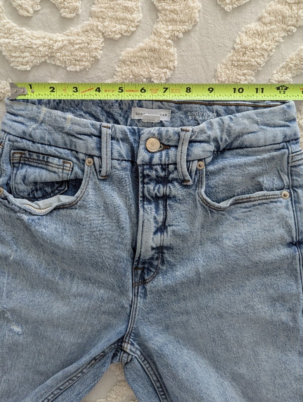 Good American Good Icon Straight Jeans Distressed Size 6 / 28 - Picture 5 of 14